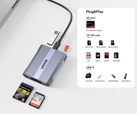 CZYTNIK KART PAMIĘCI CF EXPRESS / SD / MICRO SD R1022C01 UNITEK