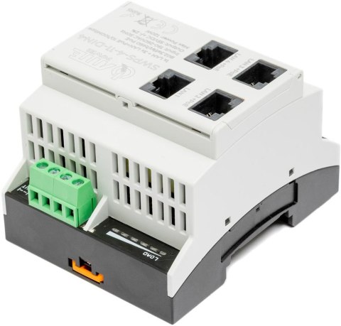 Switch PoE 4 portowy z wbudowanym zasilaczem na szynę TH35 ATTE SWPS-4-11-DIN4
