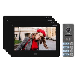 Zestaw wideodomofonowy 4-rodzinny, bezsłuchawkowy kolor, LCD 7", dotykowy, menu OSD, pamięć, gniazdo na kartę SD, DVR, sterowani