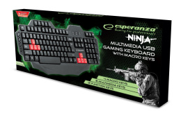 Klawiatura Gamingowa Multimedialna USB NINJA Czerw