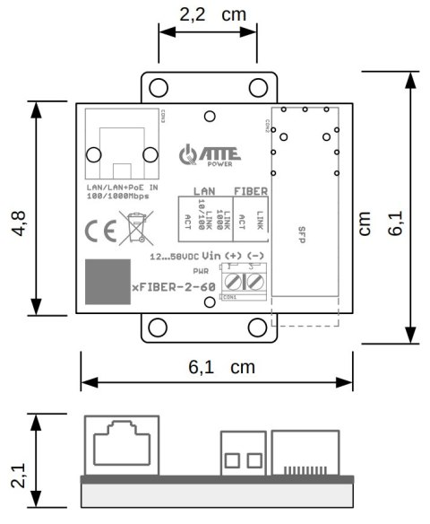 MEDIA KONWERTER XFIBER-2-60 SFP ATTE