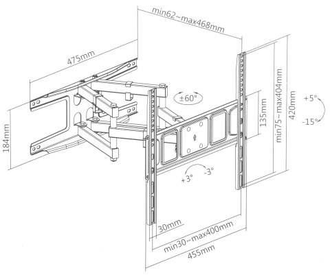 UCHWYT DO TELEWIZORA LUB MONITORA BRATECK-LPA63-446 BRATECK