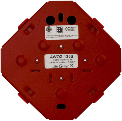 Puszka przyłączeniowa, rozgałęźna, 2x2,5mm2, ośmiokątna, bezpiecznik 0,375A AWOZ-125 S