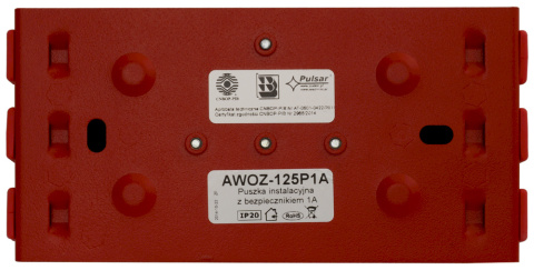 Puszka przyłączeniowa, rozgałęźna, 2x2,5mm2, prostokątna, bezpiecznik 1A AWOZ-125 P(1A)