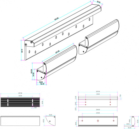 UCHWYT MONTAŻOWY TYPU "ZL" Z MASKOWNICĄ DO DRZWI OTWIERANYCH DO WEWNĄTRZ BK-600DZLC2