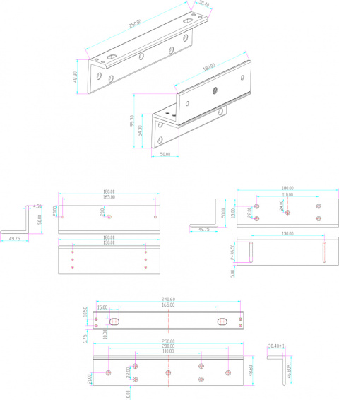 UCHWYT MONTAŻOWY TYPU "ZL" DO DRZWI OTWIERANYCH DO WEWNĄTRZ BK-600ZL2