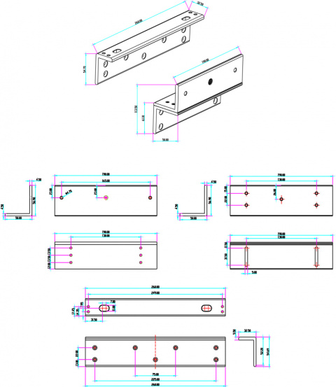 UCHWYT MONTAŻOWY TYPU "ZL" DO DRZWI OTWIERANYCH DO WEWNĄTRZ BK-800ZL2