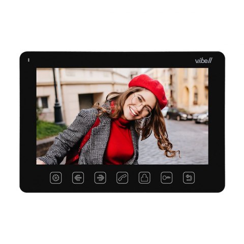 Zestaw wideodomofonowy, bezsłuchawkowy, kolor, LCD 7", menu OSD, sterowanie bramą, z szyfratorem i RFID, czarny, ALCOR