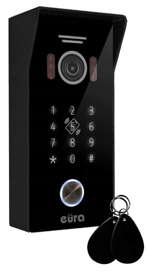 WIDEODOMOFON ''EURA'' VDP-99C5 - czarny, dotykowy LCD 10'', AHD, WiFi, pamięć obrazów, kamera 1080p, RFID, szyfrator, natynk