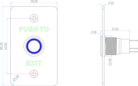 PRZYCISK WYJŚCIA PODTYNKOWY Z PODŚWIETLENIEM BT-7AN