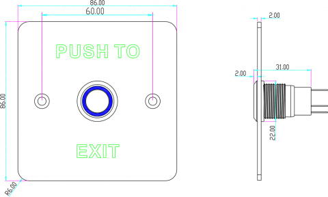 PRZYCISK WYJŚCIA PODTYNKOWY Z PODŚWIETLENIEM BT-7BN