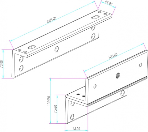 UCHWYT MONTAŻOWY TYPU "ZL" DO DRZWI OTWIERANYCH DO WEWNĄTRZ BK-1200ZL2