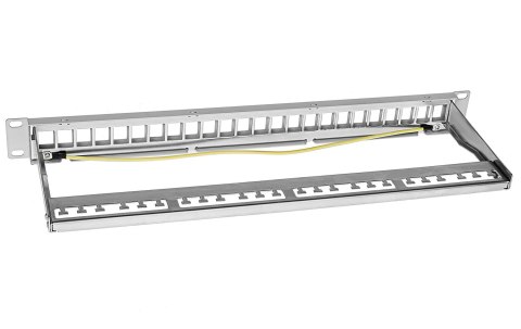 PPK24-1U-W - patch panel STP 19" - 24-porty keystone z organizerem