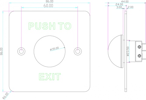 PRZYCISK WYJŚCIA PODTYNKOWY SCOT BT-8B