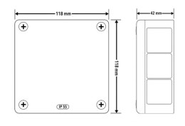 Puszka natynkowa pusta 12 wlotów VIPLAST VP-51 BIAŁA IP55 118x118x46mm 051-01