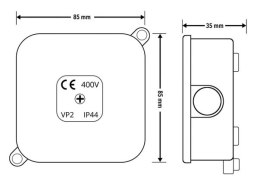 Puszka natynkowa pusta 4 wlotów VIPLAST VP-2 BIAŁA IP44 85x85x35mm 027-01