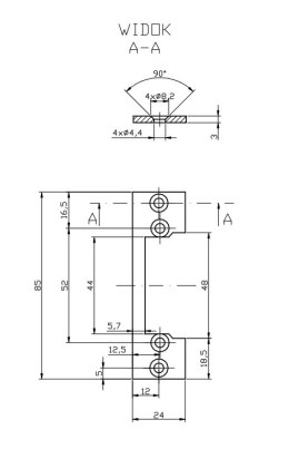 Płaskownik HARTTE OK-P1 krótki, S, 3mm, STC, otwarty