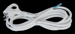 Kabel elektryczny biały 1.5m 3x1.5mm zakończony wtyczką kątową z uziemieniem