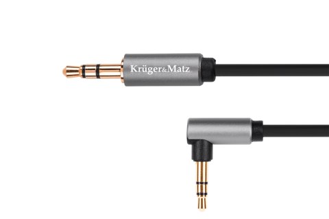 Kabel jack 3.5 wtyk stereo - 3.5 wtyk kątowy stereo 1m Kruger&Matz Basic