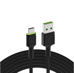 KABEL USB-A -> USB-C Green Cell RAY 120cm ZIELONY LED QUICK CHARGE 3.0 KABGC06