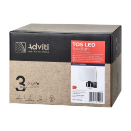 TOS LED 30W naświetlacz ogrodowy z PIR, 2200lm, IP65, 4000K, PC, czarny