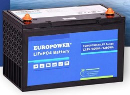 Akumulator LiFePO4 EUROPOWER serii LFP 12,8V 100Ah Bluetooth (Żywotność ~2000 cykli)