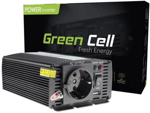 PRZETWORNICA NAPIĘCIA Green Cell 24V / 230V 300W/600W MODYFIKOWANA SINUSOIDA