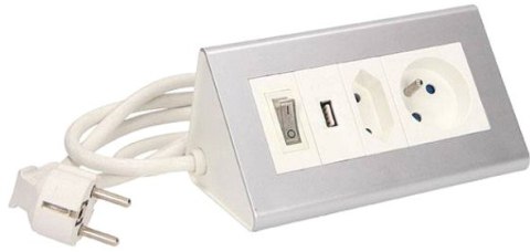 Przedłużacz biurkowy z wyłącznikiem ORNO OR-AE-1328 2x250V AC i USB