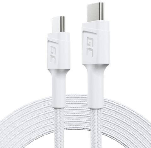 KABEL USB-C / USB-C Green Cell POWERSTREAM 200cm BIAŁY PD 60W ULTRA CHARGE QUICK CHARGE 3.0