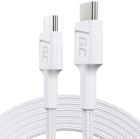 KABEL USB-C / USB-C Green Cell POWERSTREAM 30cm BIAŁY PD 60W ULTRA CHARGE QUICK CHARGE 3.0