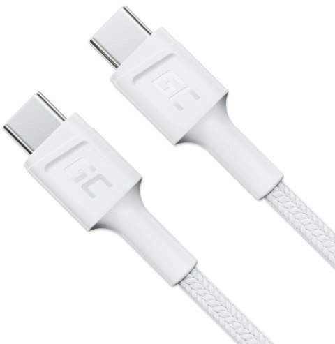 KABEL USB-C / USB-C Green Cell POWERSTREAM 30cm BIAŁY PD 60W ULTRA CHARGE QUICK CHARGE 3.0