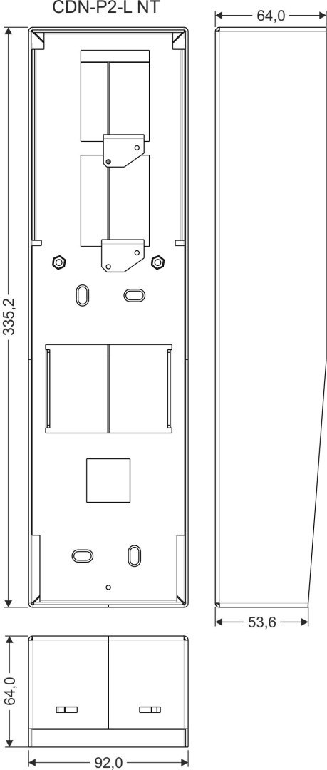 ACO CDN-P2-L NT Ramka natynkowa duża CDN do CDNP7, z uchwytami montażowymi, stal z daszkiem