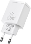 ŁADOWARKA SIECIOWA Baseus Compact Quick Charger CCXJ-B02 20W 1x USB-A 1x USB-C PD 3.0 QC 3.0 BIAŁA