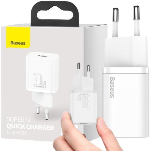 ŁADOWARKA SIECIOWA Baseus Super Si Quick Charger 1C CSUP-J02 30W 1x USB-C PD 3.0 QC 3.0 BIAŁA