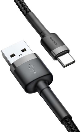 KABEL USB-A / USB-C Baseus Cafule CATKLF-UG1 300cm 3A QC 3.0 CZARNO-SZARY W NYLONOWYM OPLOCIE