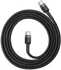 KABEL USB-C / USB-C Baseus Cafule CATKLF-GG1 100cm 60W 3A PD 2.0 QC 3.0 CZARNO-SZARY W OPLOCIE