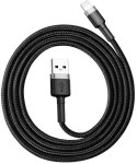 KABEL USB-A / Lightning iPhone Baseus Cafule CALKLF-BG1 100cm Apple 2.4A CZARNO-SZARY W OPLOCIE