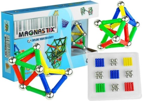 Klocki Magnetyczne Magnastix Patyczki Kulki Kolorowe 60el